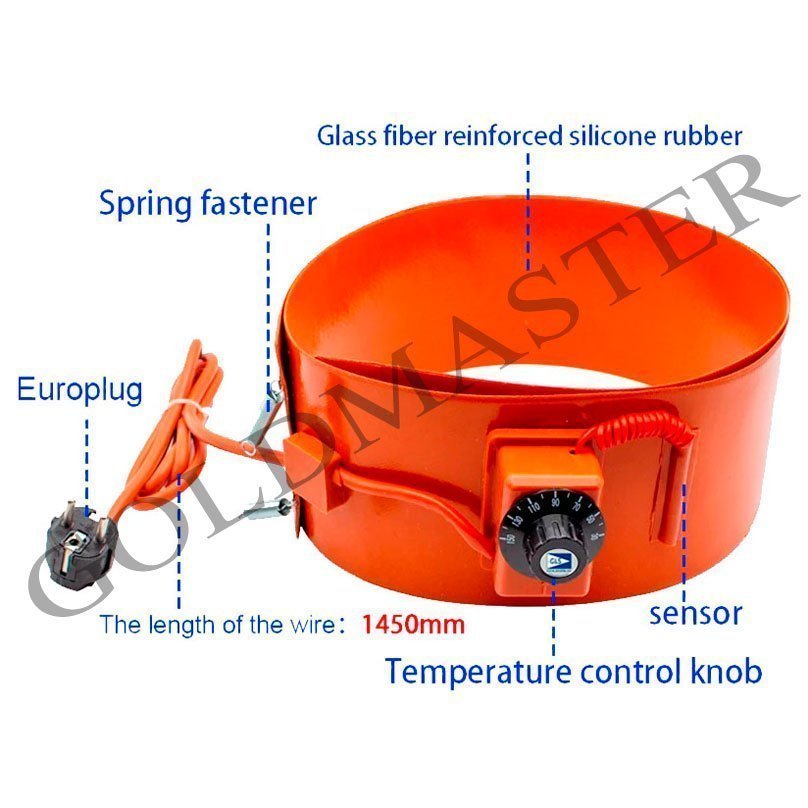 Cinturon calefactor silicona envases de 15 a 25 litros 230v 800w 200x800mm de 25 a 150ºC - Imagen 3